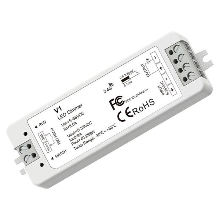 Kit Contrôleur LED Monocouleur RF 5-36V DC Max 8A avec Télécommande - Blanc
