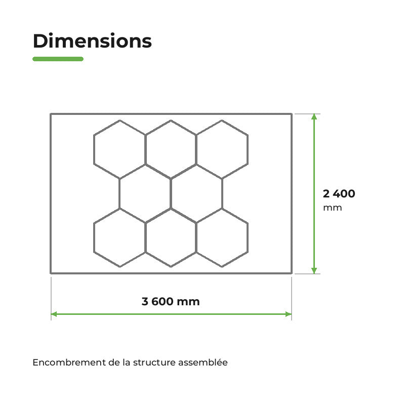 Kit Pro Frame 8 Hexagones avec Cadre Éclairage LED Hexagonal 387,5W 110lm/W