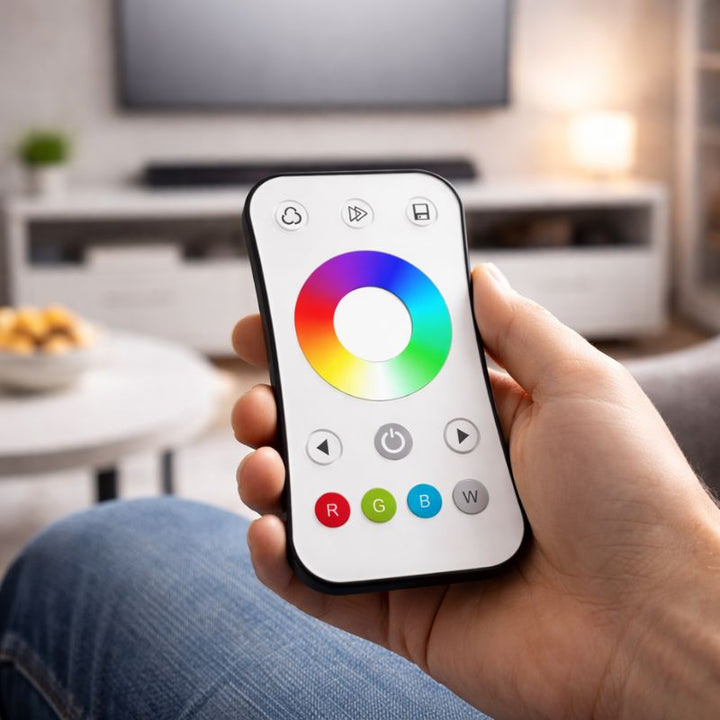 Kit Contrôleur LED RGBW RF 12-24V DC avec Télécommande - Blanc