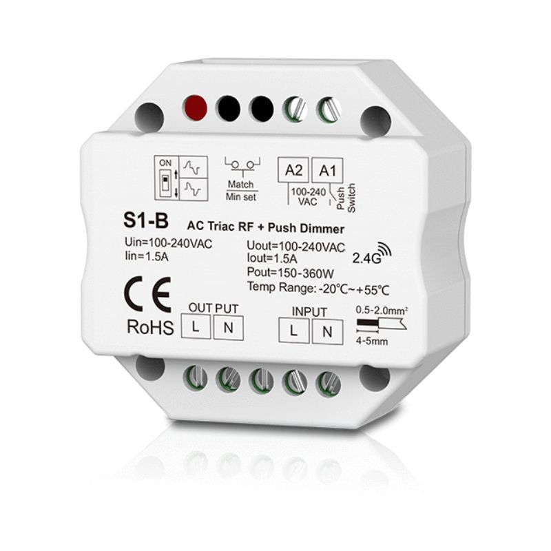 Kit Variateur LED 220V 360W TRIAC Dimmer + Push Dim avec Télécommande - Noir