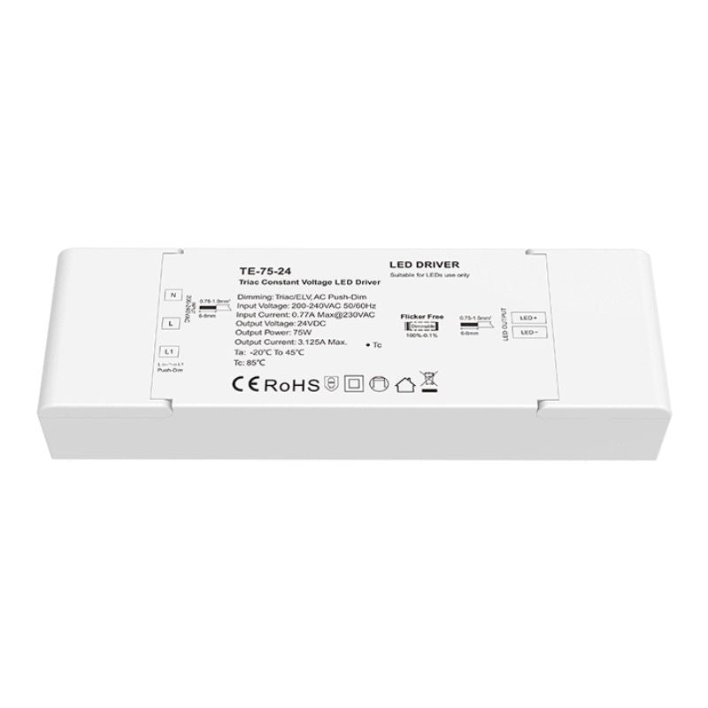 Transformateur LED 220V 24V 75W 3,125A TRIAC Dimmable / Push Dim