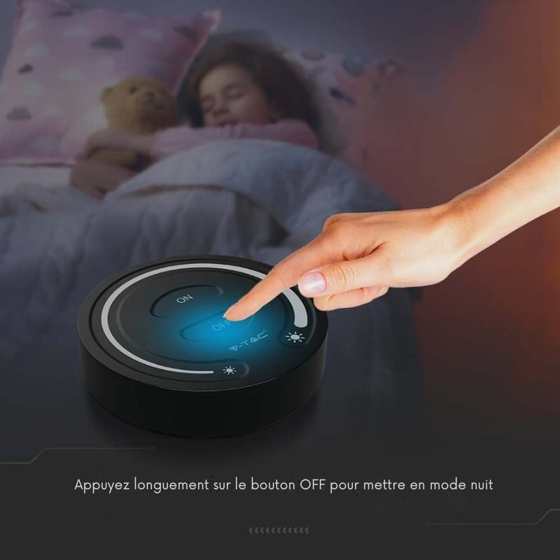 Kit Contrôleur RF 12/24V + Variateur tactile Rond Noir Monochrome