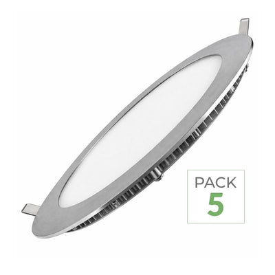 Pack de  5 - Downlight Dalle LED 24W Extra Plate Ronde BLANC