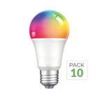 Pack de  10 - Ampoule LED E27 A60 8.5W RGBW avec Télécommande