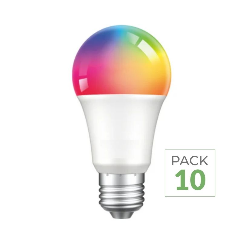 Pack de  10 - Ampoule LED E27 A60 8.5W RGBW avec Télécommande