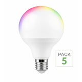 Pack de  5 - Ampoule LED Connectée Wifi E27 11W G95 RGBW