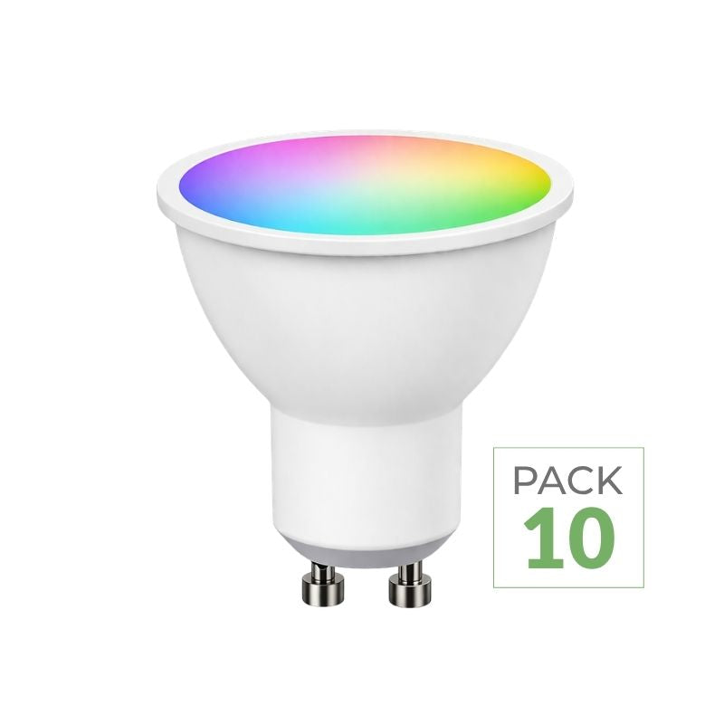 Pack de  10 - Ampoule LED Connectée Wifi GU10 5W RGBW