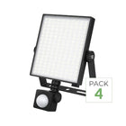 Pack of 4 - Connected WiFi LED Floodlight RGBW 20W IP44 with Motion Detector