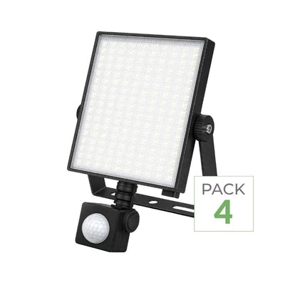 Pack de  4 - Projecteur LED Connecté WiFi RGBW 20W IP44 avec Détecteur de Mouvement