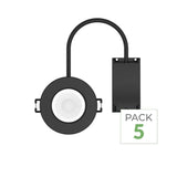 Pack de 5 - Spot LED étanche encastrable Dimmable CCT 6W Noir IP65