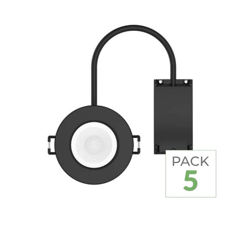 Pack de 5 - Spot LED étanche encastrable Dimmable CCT 6W Noir IP65
