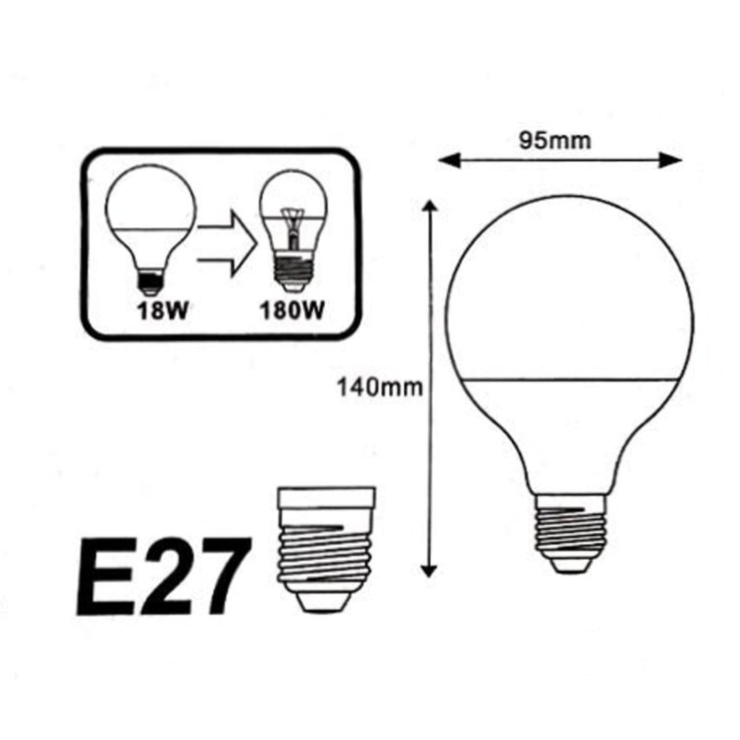 Ampoule E27 LED 18W 220V G95 300 °