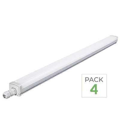 Pack de 4 - Réglette LED étanche 120cm 36W IP65 Interconnectable