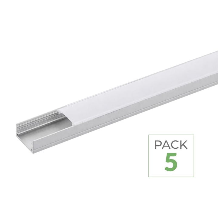 Pack de  5 - Profile Aluminium pour Bandeau LED Couvercle Opaque