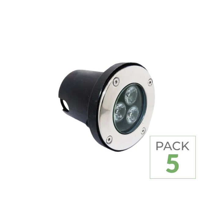 LED-Einbaustrahler für den Außenbereich, IP65, 220 V, Boden, 3 W, 80° (5 Stück)