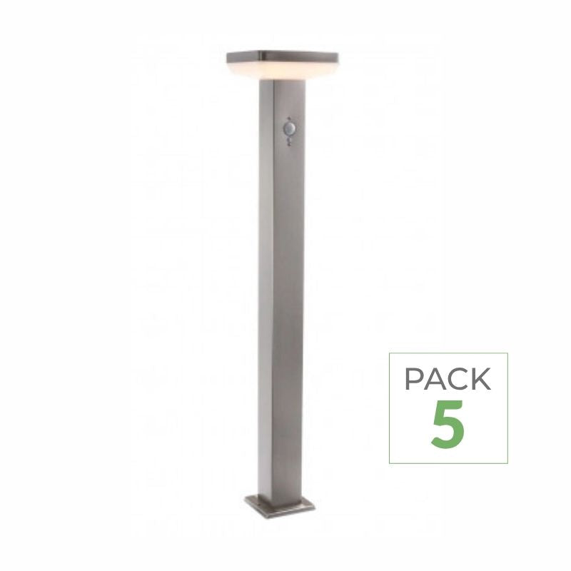 LED-Solarpoller, 4,4 W, 80 cm, IP44, quadratisch, mit Aluminium-Detektor (5 Stück)