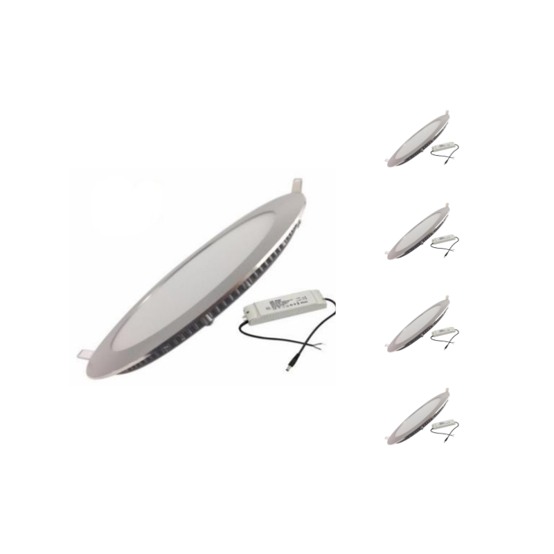 Downlight Dalle LED 12W Extra Plate Ronde Aluminium - Pack de 5