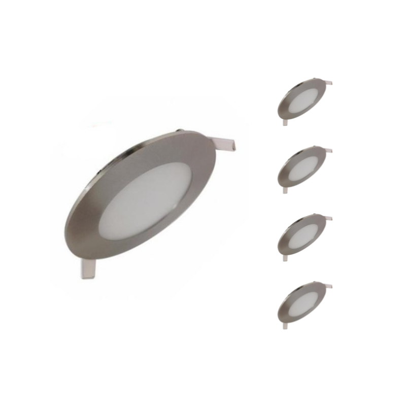 Downlight Dalle LED 6W Extra Plate Ronde Aluminium - Pack de 5