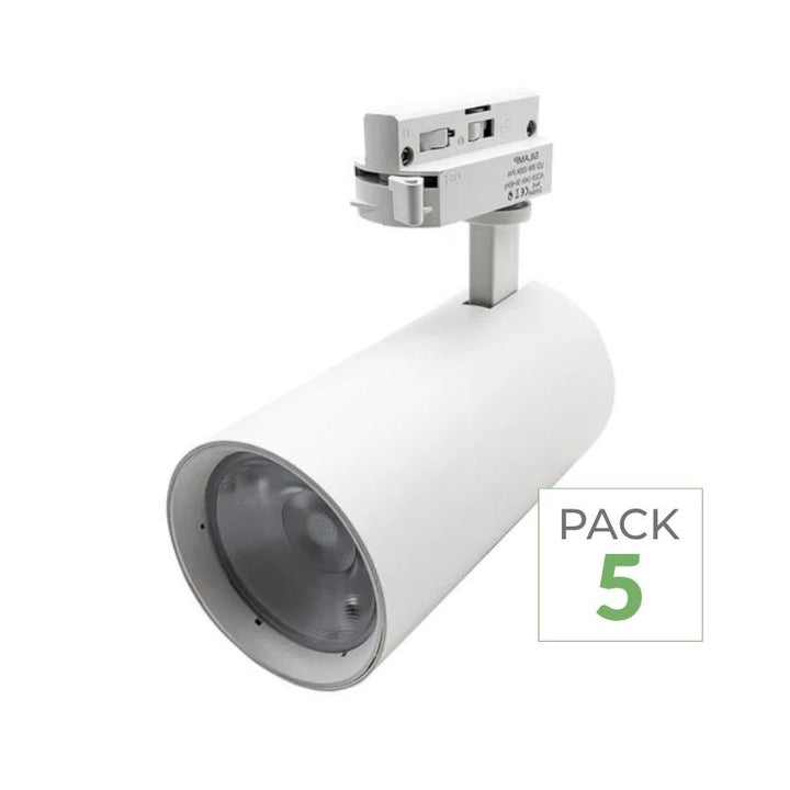 Pack de 5 - Spot LED sur Rail 30W 45° Monophasé