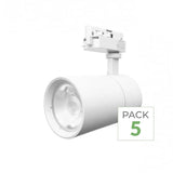 Pack de 5 - Spot LED sur Rail 30W 80° Compact Monophasé