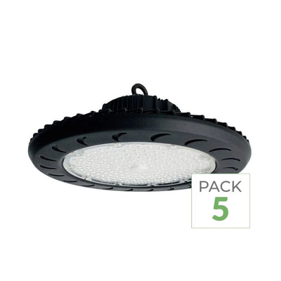 Pack de  5 - Suspension Industrielle LED HighBay UFO 100W IP65 90°