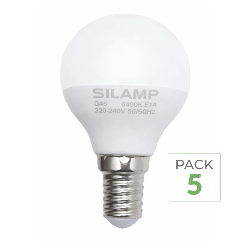 Pack de  5 - Ampoule E14 LED 8W 220V G45 300°