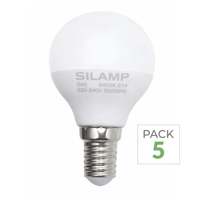 Pack de  5 - Ampoule E14 LED 8W 220V G45 300°