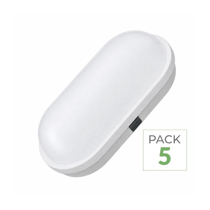 Pack de  5 - Applique LED Murale 20W Blanche Ovale IP65