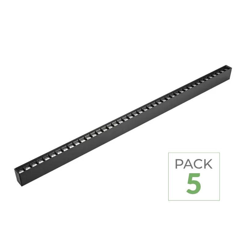Réglette LED suspendue 35W 3,3 x 7 x 120 cm Noir - Pack de 5