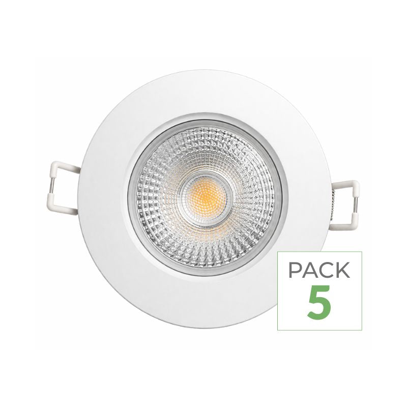 Pack de 5 - Spot LED Encastrable 5W IP65 Ø72mm Blanc