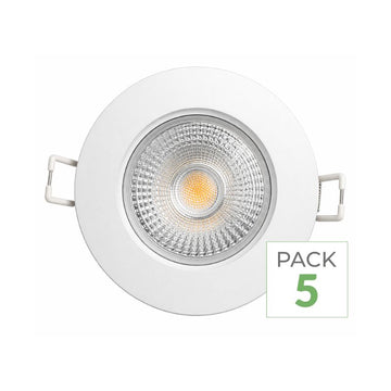 Pack de 5 - Spot LED Encastrable 5W IP65 Ø72mm Blanc