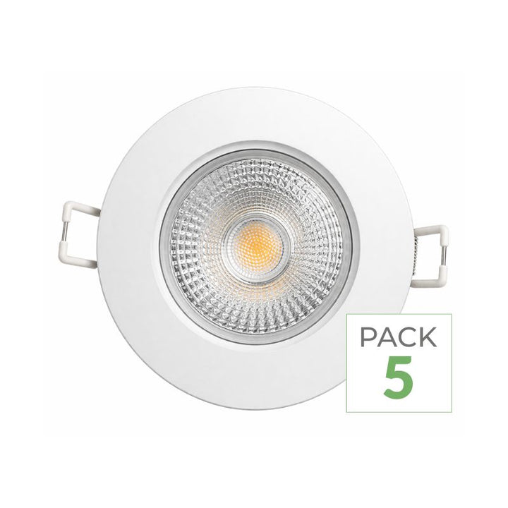 Pack de 5 - Spot LED Encastrable 5W IP65 Ø72mm Blanc