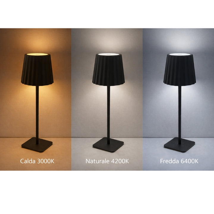 Lampe de Table Rechargeable Tactile Noire design 3W CCT - 3000K/4200K/6400K