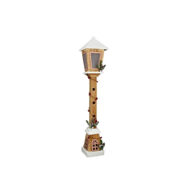 Wooden floor lamp with flame 28 LED 80cm