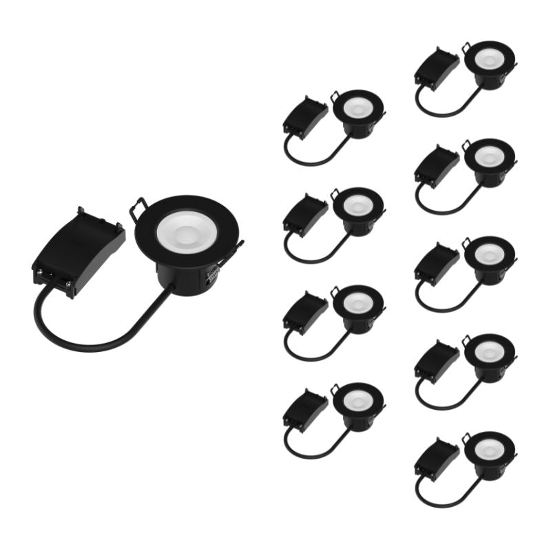 Spot LED étanche encastrable Dimmable CCT 6W Noir IP65 (Pack de 10)