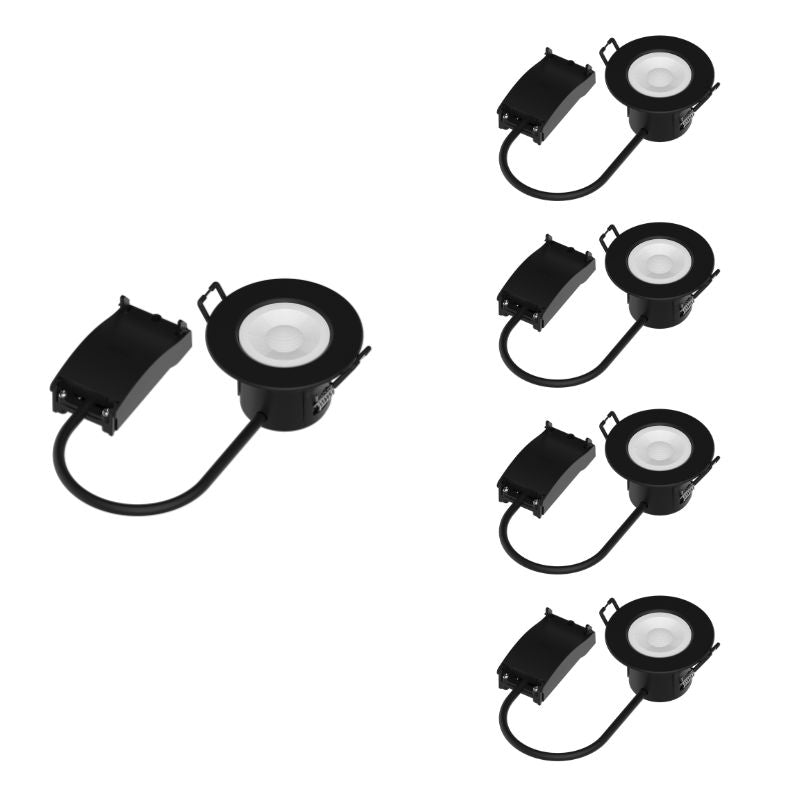 Spot LED étanche encastrable Dimmable CCT 6W Noir IP65 (Pack de 5)