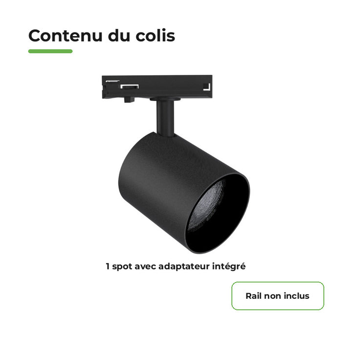 Foco LED en Riel Negro Monofásico 24W 36° TRIAC Regulable