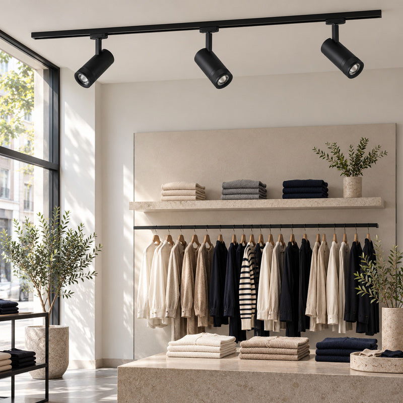 LED-Strahler auf Schiene Schwarz Einstellbarer Winkel Einphasen 30W 15-60° CCT TRIAC dimmbar
