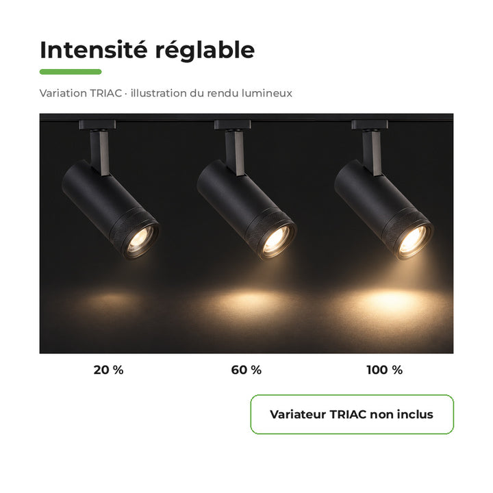 LED-Strahler auf Schiene Schwarz Einstellbarer Winkel Einphasen 30W 15-60° CCT TRIAC dimmbar