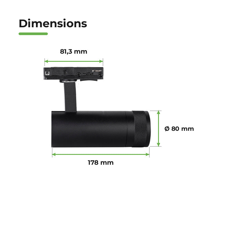 LED-Strahler auf Schiene Schwarz Einstellbarer Winkel Einphasen 30W 15-60° CCT TRIAC dimmbar