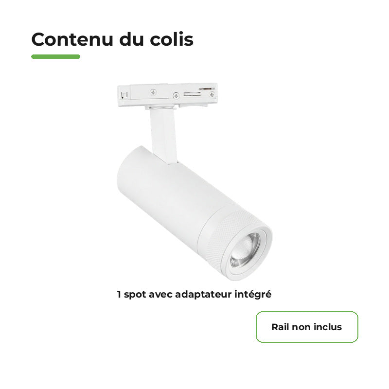 Foco LED en Riel Blanco Ángulo Ajustable Monofásico 30W 15-60° CCT TRIAC Regulable