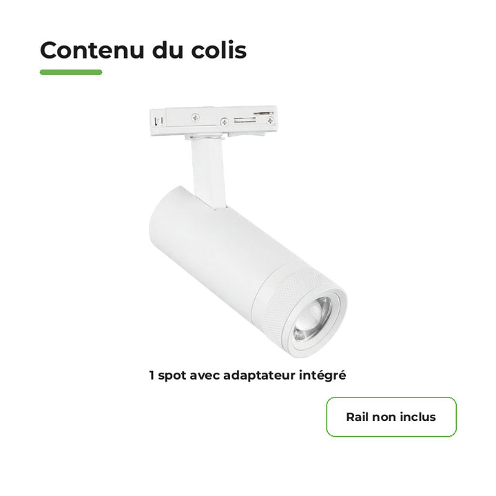 Foco LED en Riel Blanco Ángulo Ajustable Monofásico 30W 15-60° CCT TRIAC Regulable