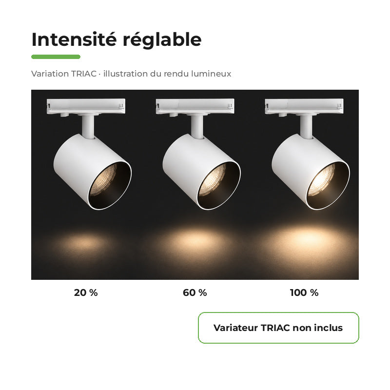 LED Track Spot White Single-Phase 24W 36° TRIAC Dimmable