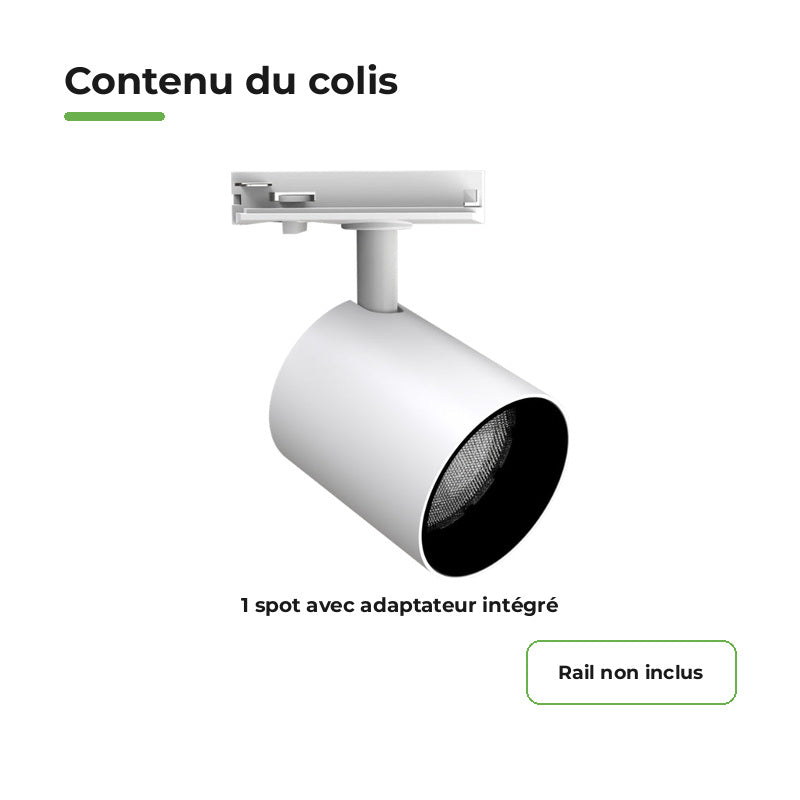 Foco LED en Riel Blanco Monofásico 24W 36° TRIAC Regulable