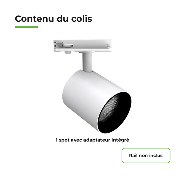 Foco LED en Riel Blanco Monofásico 24W 36° TRIAC Regulable