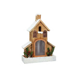 Wooden house Flame 21led 33cm
