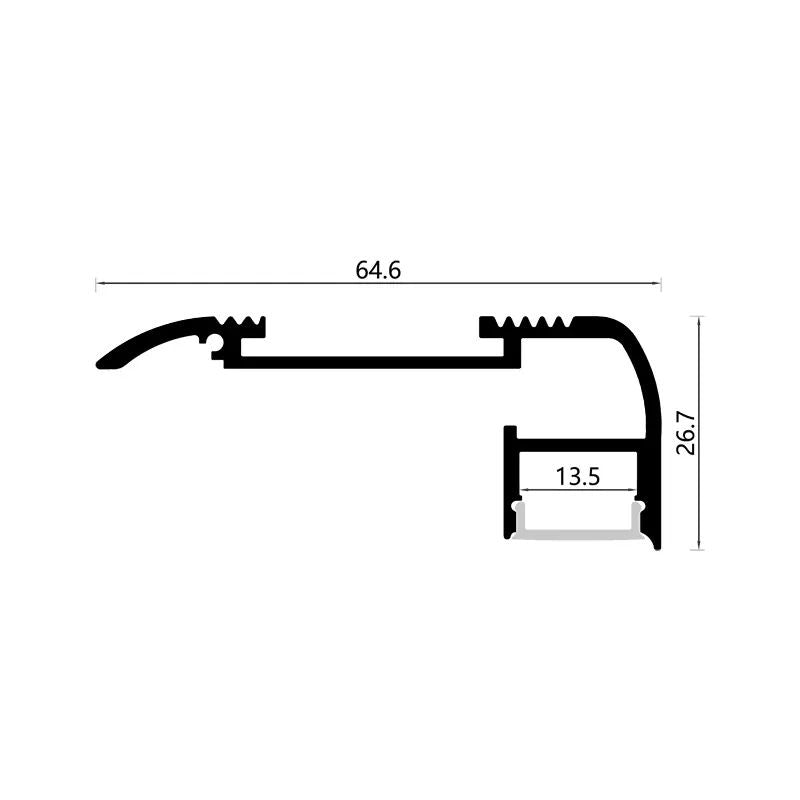 Nez de Marche Alu 1M Gris pour Ruban LED 10mm