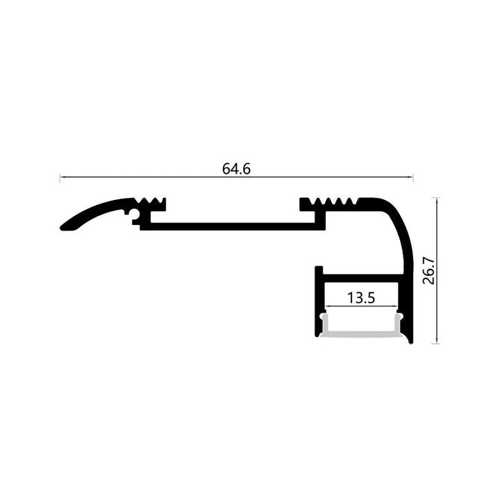 Nez de Marche Alu 1M Gris pour Ruban LED 10mm