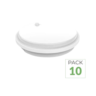 Pack de 10 - Hublot LED Extérieur Rond 10W IP54 Blanc avec détecteur de mouvement