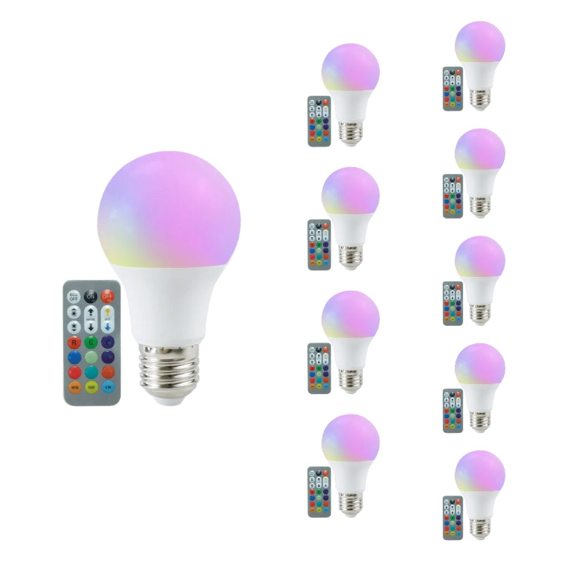 Ampoule LED E27 A60 8.5W RGBW avec Télécommande (Pack de 10)